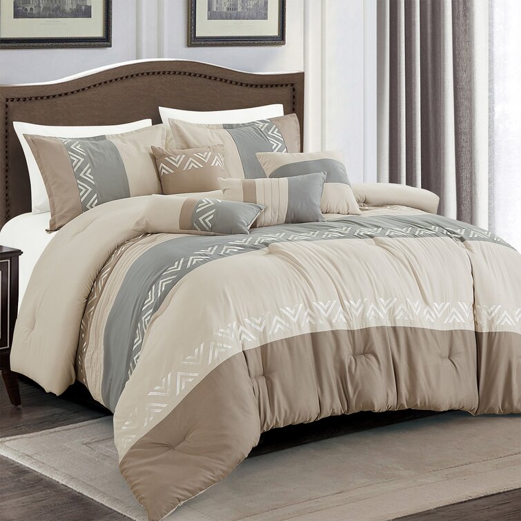 Homechoice International Group Taupe Microfiber 7 Piece Comforter Set